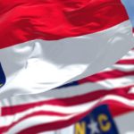 Photo of the flag of the state of North Carolina.