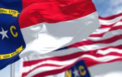 Photo of the flag of the state of North Carolina.