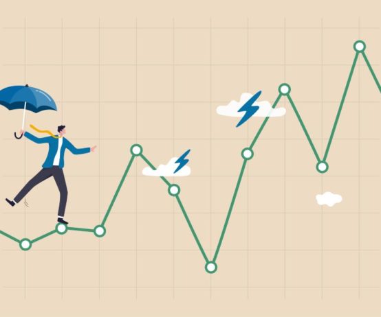 Exclusive: SitusAMC tracks investor stasis as external events stymie recoveryย Illustration of a business man on a tightrope made up of graph lines. He is carrying an umbrella, and there are storm clouds ahead
