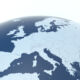 A map of Europe with a curvature of Earth