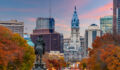 Photo of Philadelphia, Pennsylvania, USA in autumn overlooking Benjamin Franklin Parkway.