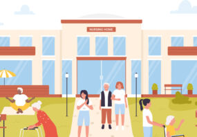 Illustration depicting a nursing home.