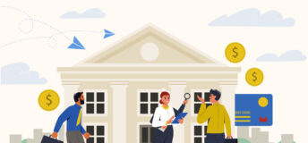 National public building workers concept. Clever officials at government building and employees of bank or Ministry of Finance and Economy. Democratic Community. Cartoon flat vector illustration