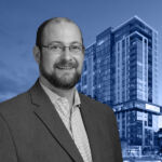 Mike Doty, senior director of originations at Nuveen Green Capital, in front of a rendering of Capella in Las Vegas, Nevada