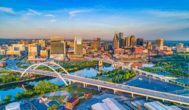 Downtown Nashville, Tennessee, USA Aerial.