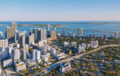 Aerial view of downtown Miami Brickell Florida USA