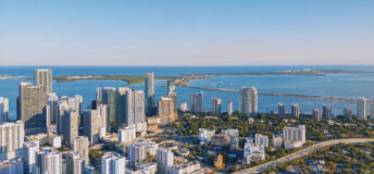 Aerial view of downtown Miami Brickell Florida USA