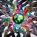 An exciting change is afoot for PERE Credit Diverse Global Economy and international community connecting together for the world economy and political stability through globalization supply chain and transatlantic or transpacific trade representing diverse business.