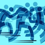 Graphic of people running.