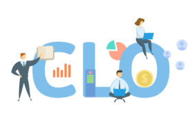 Vรคrde Partners closes $1bn collateralized loan obligation Chief legal officer (CLO) concept with keyword, people and icons. Flat vector illustration. Isolated on white background.