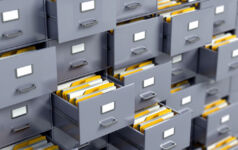 Image of gray filing cabinets.