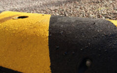 Close up image of a speed bump.