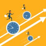 Illustration of business moving up on schedule.