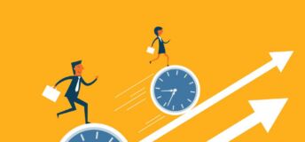 Illustration of business moving up on schedule.