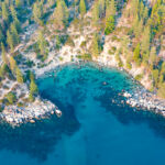 Secret Cove along Lake Tahoe in Nevada. Secret Cove is one of a series of beaches located along Highway 28 on the remote east shore of Lake Tahoe.