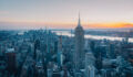 Image of the New York City skyline at sunset.