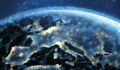 Who raised the most for each region in the PERE Credit 100 A digital rendering of the view of Europe from space