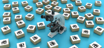 House Blocks with Microscope - Color Background - 3D Rendering