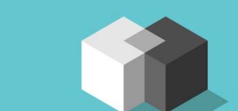 An illustration of two cubes merging into one