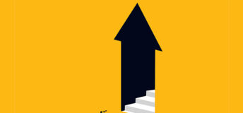 PIMCO on how private capital is redefining real estate credit Businessman looks at stairs in the door arrow pointing up