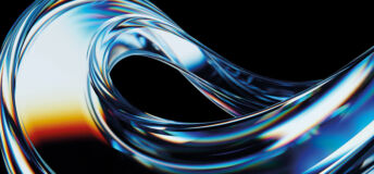 Glass is half full for semi-liquid funds Smooth, glossy glass-like wave forming an infinite loop with blue iridescent reflections and dynamic fluid motion against a black background, evoking futuristic, elegant and energetic visual concepts.