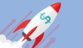 rocket ship with dollar sign on it