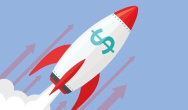 rocket ship with dollar sign on it